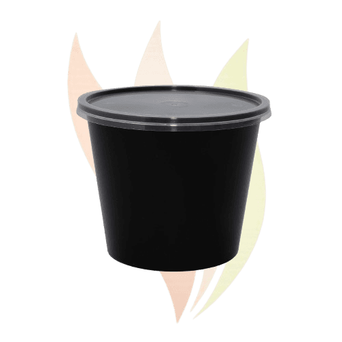 Dakon 750ml Round Plastic Container Black with Lid