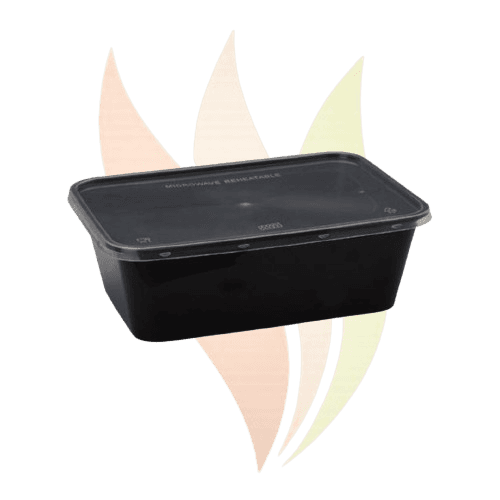 Dakon 500ml Rectangular Plastic Container Black with Lid