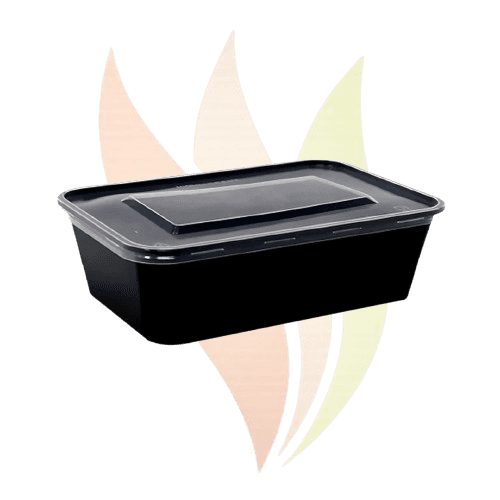 Dakon 750ml Rectangular Plastic Container Black with Lid
